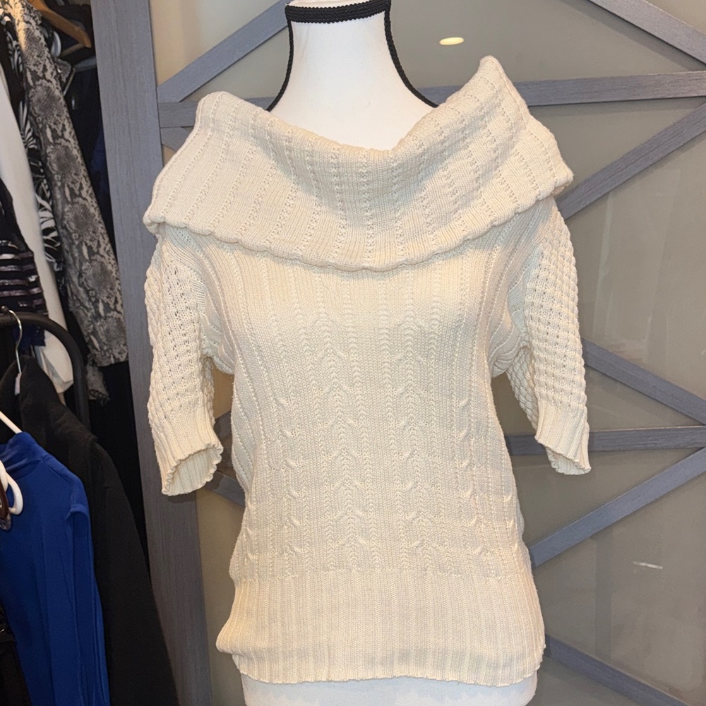 Elegant Off-Shoulder Cream Sweater